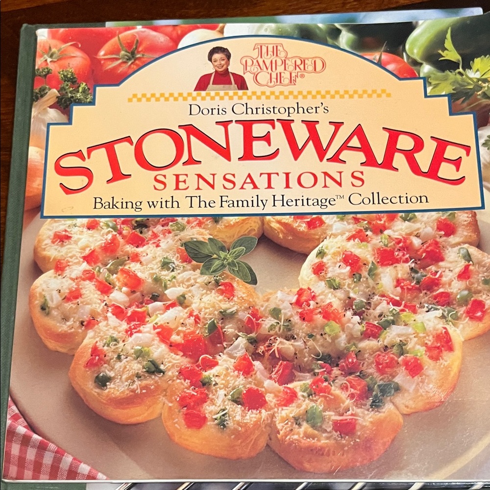 The Pampered Chef Stoneware Sensations Cookbook with Red and Green Highlights